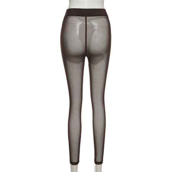 BLUNT HIGH WAISTED MESH STITCH DETAILED LEGGINGS - Picture 3 of 3